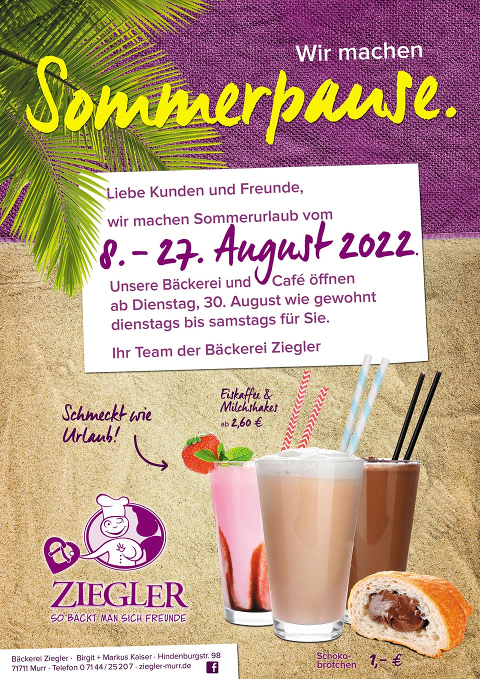 Sommerpause 8. - 27. August 2022